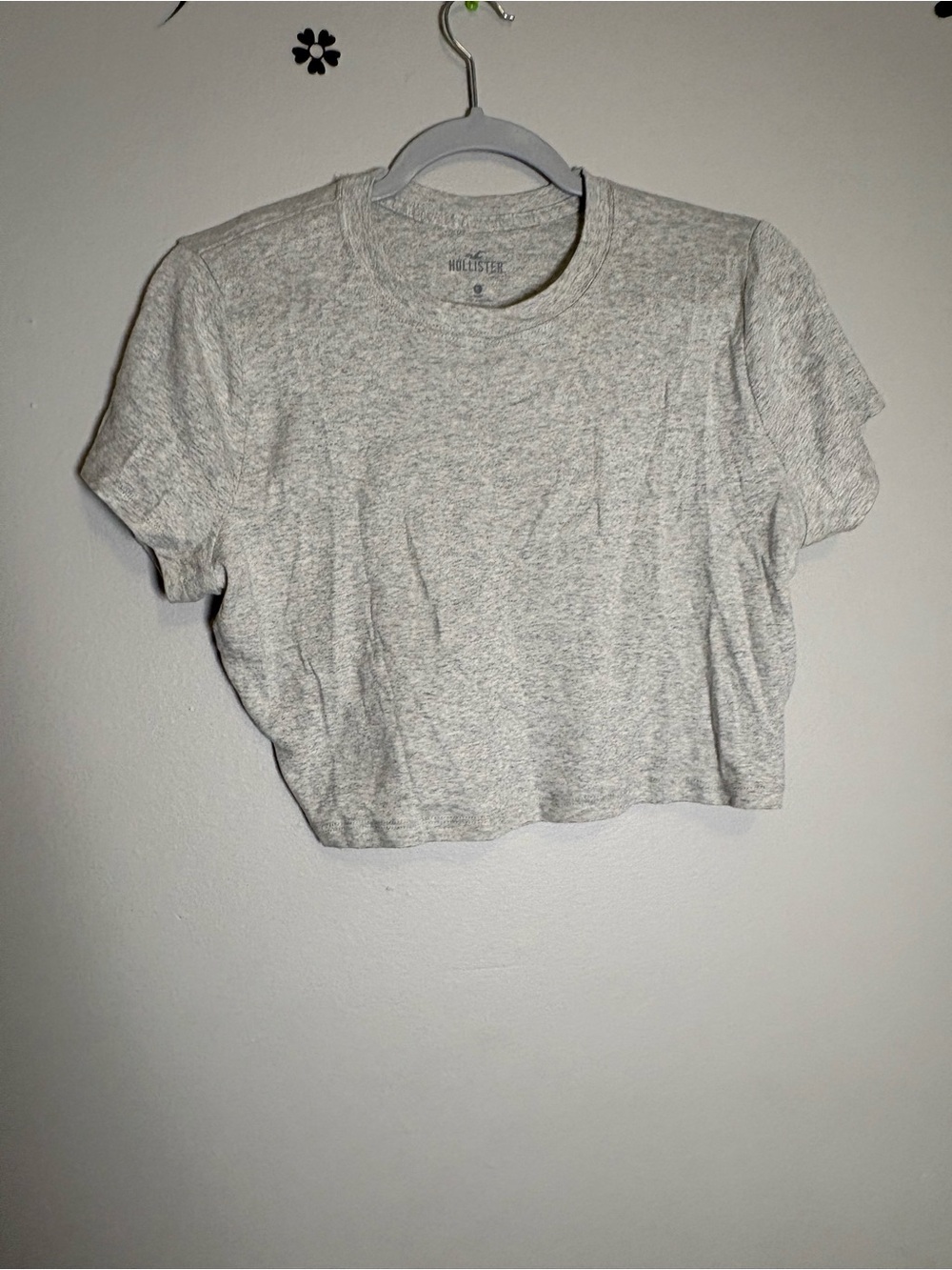 Hollister Light Heather Gray Cropped Tee